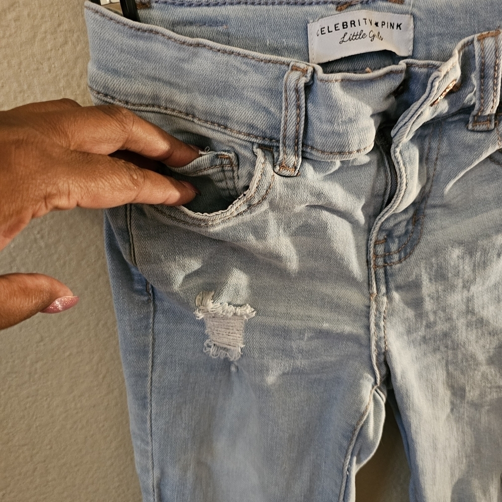 Celebrity Pink Light Wash Distressed Kids Jeans - Picture 2 of 13